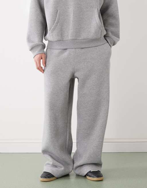 Reclaimed Vintage - Unisex - Gråmelerede kraftige joggingbukser med vide ben, 2 af 4
