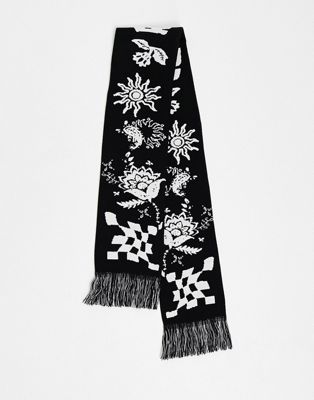 Reclaimed Vintage unisex graphic skate scarf in black