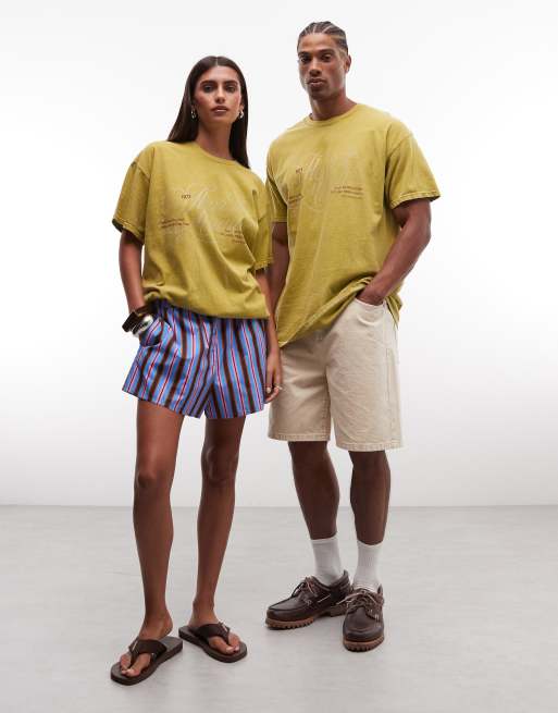Reclaimed Vintage Unisex-Graphic-T-Shirt in Limettengrün, 2 von 4