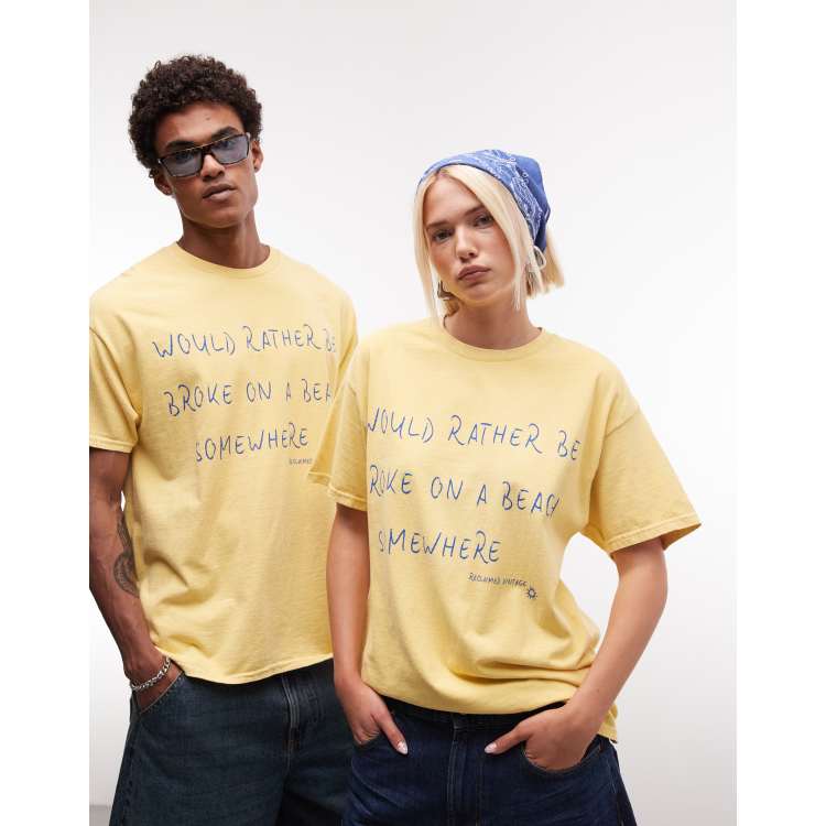 ASOS - Reclaimed Vintage Unisex Graphic Tee in Yellow