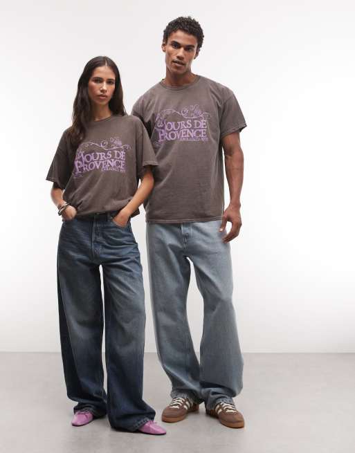 Reclaimed Vintage Unisex graphic tee with summer print in chocolate, 3 of 4