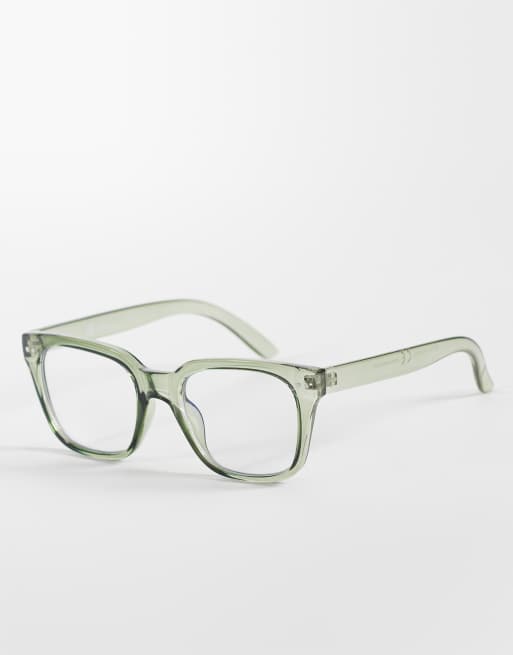 Reclaimed Vintage - Unisex - Grønne firkantede bluelight-briller