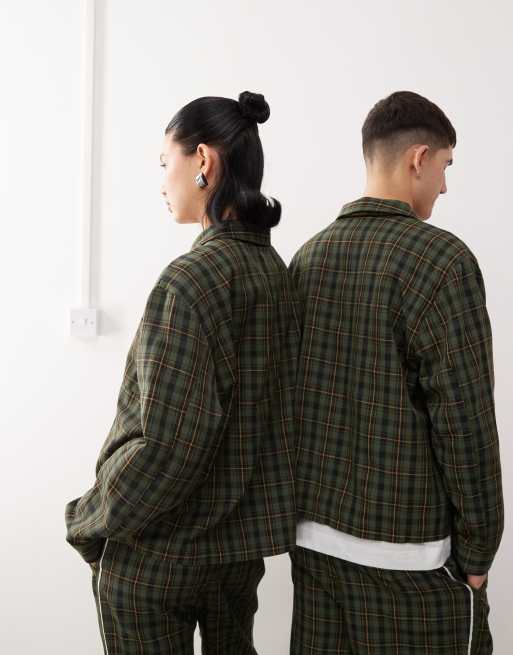 Reclaimed Vintage – Unisex – Grönrutig skjorta med boxig passform, 2 av 4