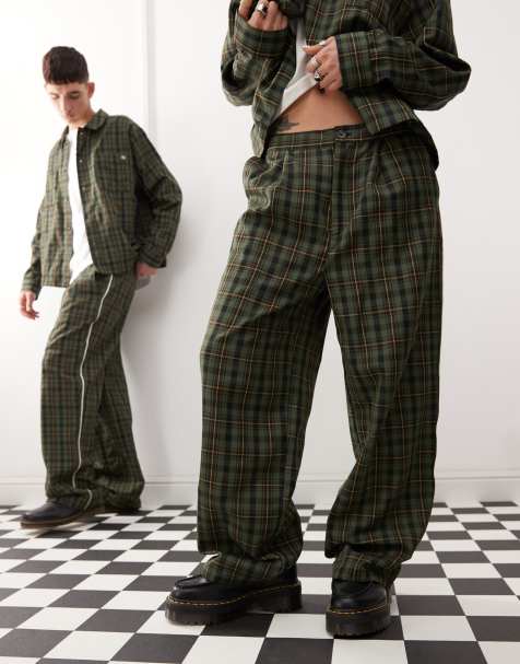 Reclaimed Vintage – Unisex – Grönrutigt och vitrandigt set - view 1