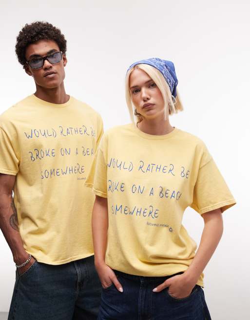 Reclaimed Vintage - Unisex - Gul T-shirt med grafik