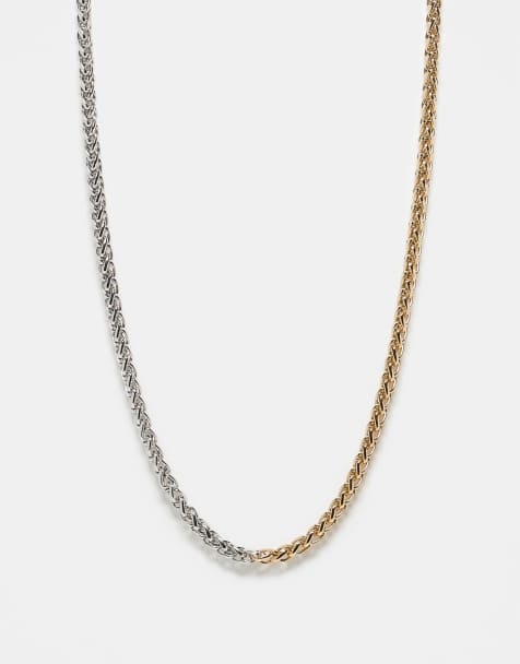 Reclaimed Vintage – Unisex – Guld- och silverfärgad halskedja i blandad metall - view 1