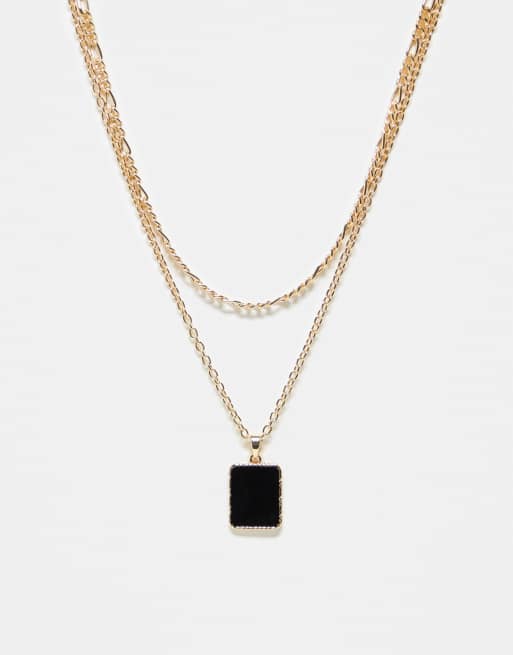 Reclaimed Vintage – Unisex – Guldfärgat halsband i grungestil med 2 rader med stenhänge