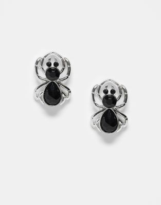 Reclaimed Vintage Unisex Halloween Spider Studs In Silver In Black