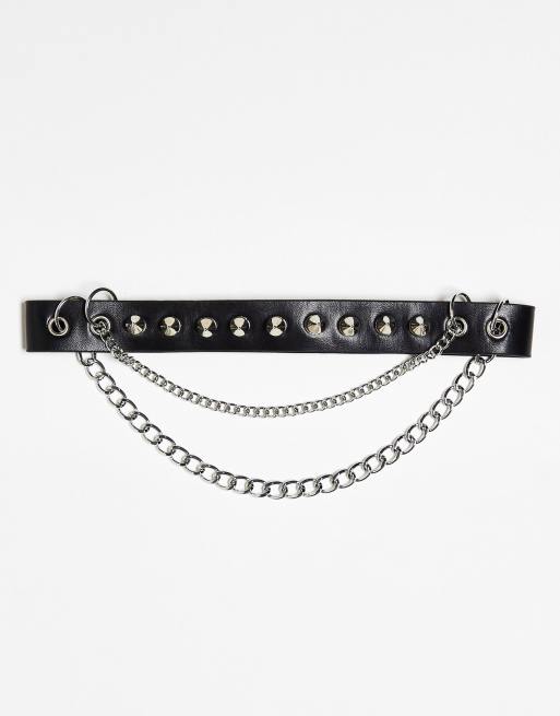 Reclaimed Vintage – Unisex – Halsband aus Kunstleder in Schwarz mit spitzen Nieten