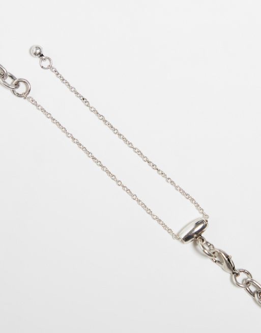 Reclaimed Vintage - Unisex - Halskæde med sølvfarvede perler, 3 af 4