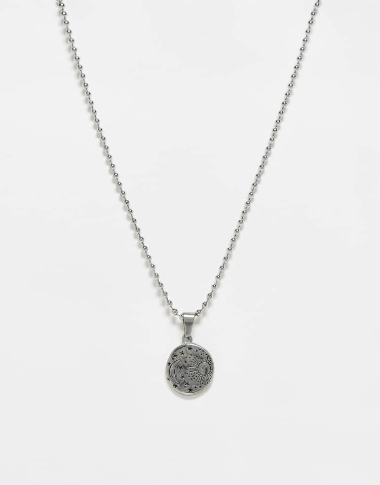 Reclaimed Vintage - Unisex-Halskette aus wasserfestem Edelstahl in Silberoptik mit Anhänger