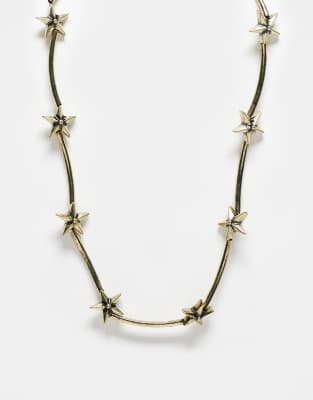 Reclaimed Vintage - Unisex-Halskette in Gold mit Sternanhängern-Goldfarben