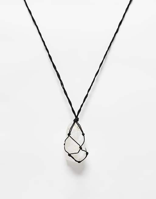 Reclaimed Vintage – Unisex-Halskette in Netzoptik mit Stein