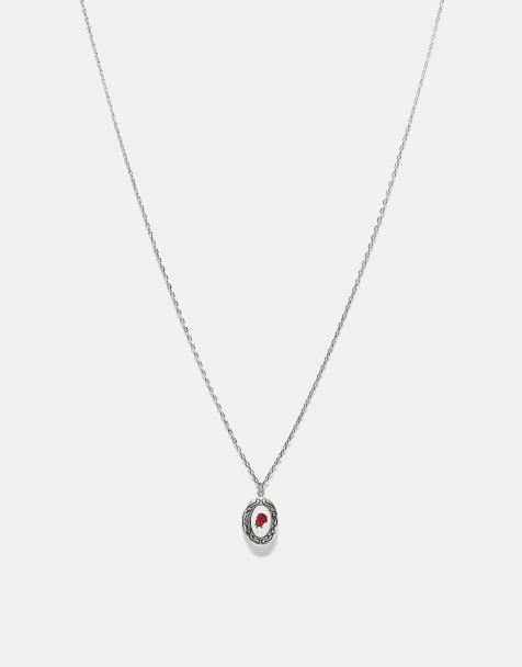 Reclaimed Vintage – Unisex-Halskette in Silber mit Medaillonanhänger mit Rosenmotiv - view 1