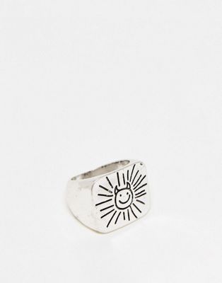 Reclaimed Vintage unisex happy devil ring in silver  - ASOS Price Checker