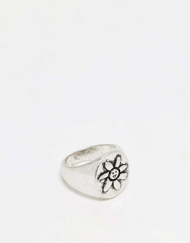 Reclaimed Vintage unisex happy sun pendant ring