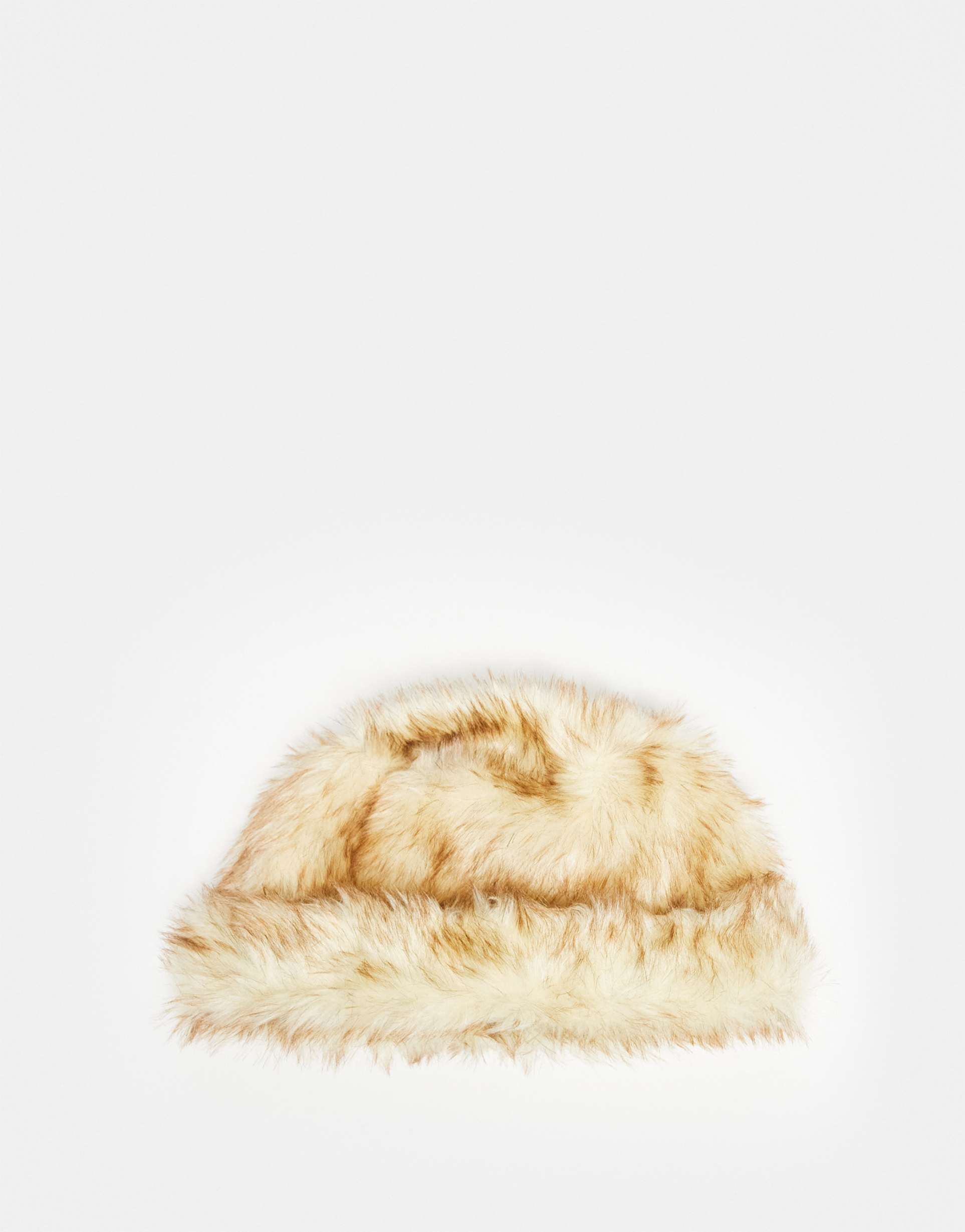 reclaimed vintage unisex hat with turn up in cream faux fur