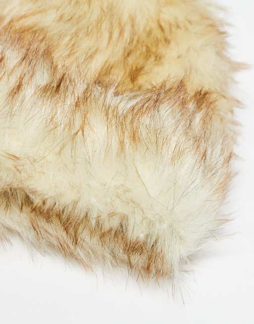 Reclaimed Vintage unisex hat with turn up in cream faux fur