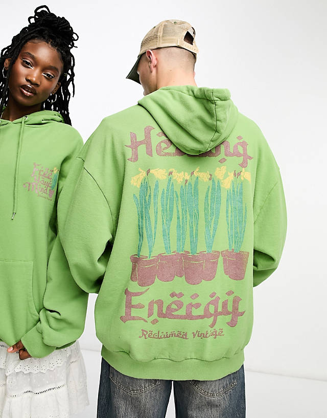 Reclaimed Vintage - unisex healing energy hoodie in green