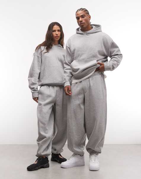 Reclaimed Vintage unisex heavyweight barrel leg jogger in grey marl - view 1