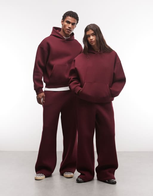Reclaimed Vintage unisex heavyweight boxy co-ord in plum, 1 of 3