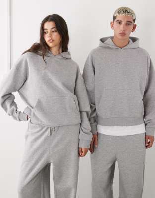 Reclaimed Vintage Reclaimed Vintage unisex heavyweight boxy hoodie in grey marl