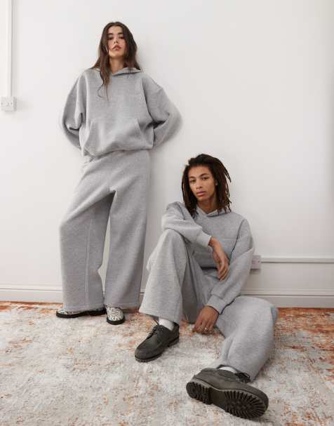 Reclaimed Vintage unisex heavyweight boxy set in grey marl - view 1