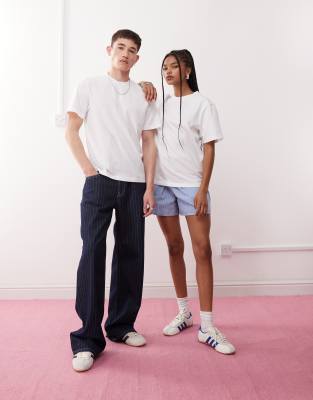 reclaimed vintage unisex heavyweight boxy short sleeve t-shirt in white