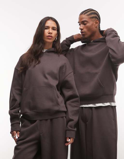 Reclaimed Vintage unisex heavyweight hoodie in choc, 1 of 4
