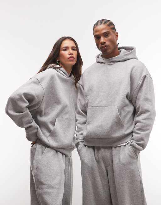 Reclaimed Vintage unisex heavyweight hoodie in grey marl, 1 of 4