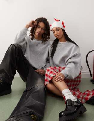 Reclaimed Vintage unisex heavyweight oversized boxy sweatshirt in grey marl