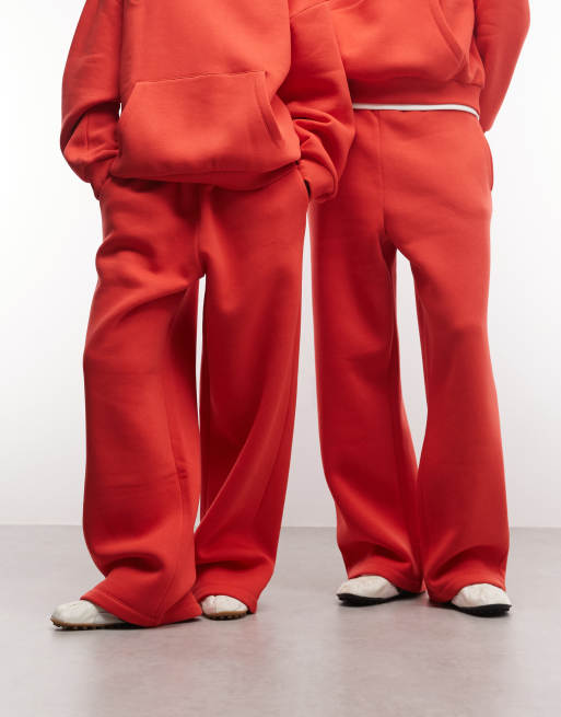 Reclaimed Vintage Unisex-Heavyweight Wide-Leg-Jogger als Set in Rot, 2 von 5