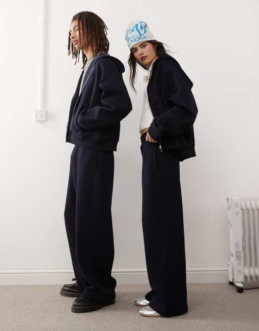 Reclaimed Vintage unisex heavyweight wide leg sweatpants in navy - part of a set