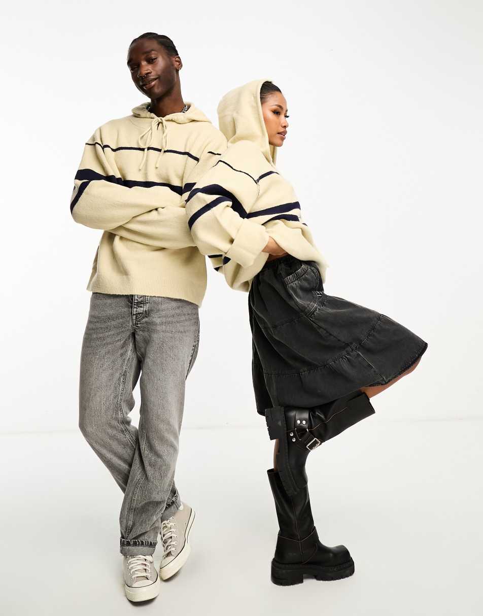 Reclaimed Vintage unisex hooded cosy stripe knitted jumper