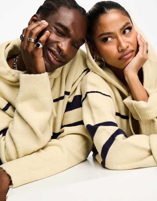 Reclaimed Vintage unisex hooded cozy striped knit sweater ASOS