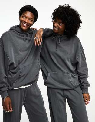 Reclaimed Vintage unisex hoodie co-ord in washed charcoal