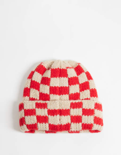 Reclaimed Vintage unisex hue i rød og creme, 3 af 3