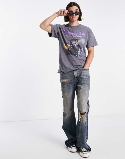 Reclaimed Vintage unisex inspired licensed Prince t-shirt in washed grey, 3 of 4