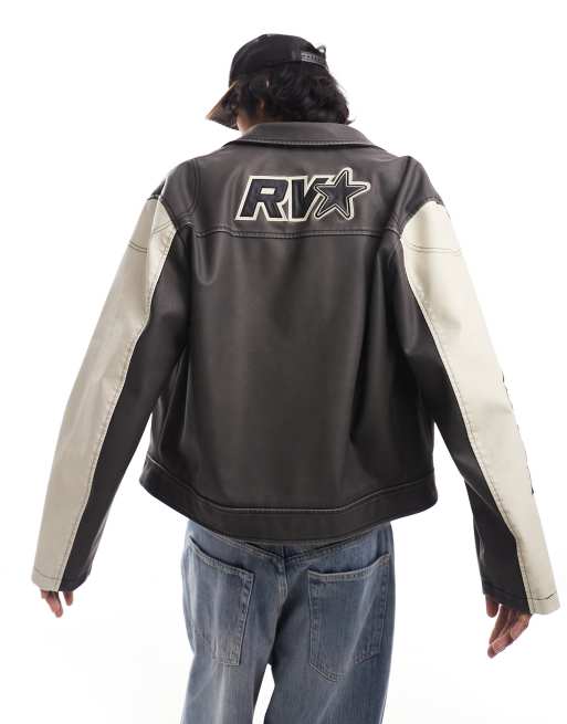 Reclaimed Vintage – Unisex-Jacke mit Motorsport-Design in Lederoptik, 2 von 4