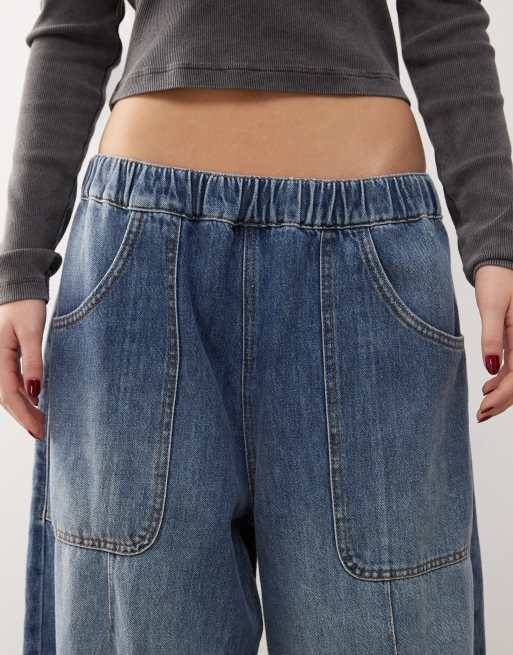 Reclaimed Vintage – Unisex-Jeans in Mittelblau mit elastischem Bund und Ballon-Schnitt, 5 von 5