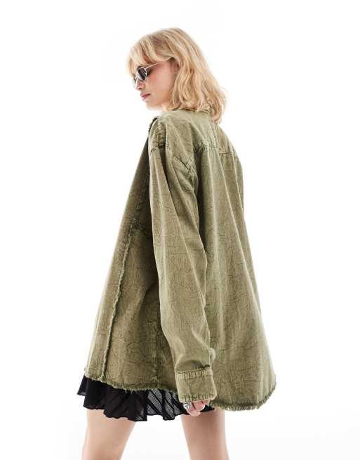Reclaimed Vintage – Unisex-Jeanshemd mit aufgesetzten Fransen, 2 von 4