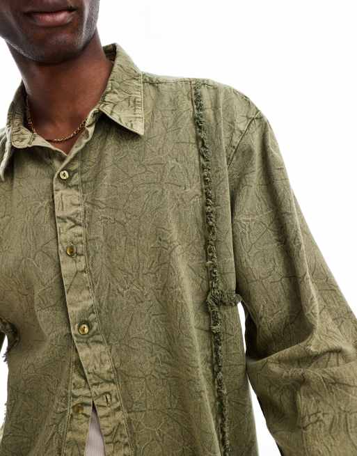 Reclaimed Vintage – Unisex-Jeanshemd mit aufgesetzten Fransen, 4 von 4
