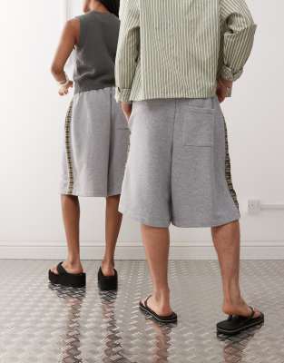 Reclaimed Vintage Unisex Jersey Shorts With Plaid Side Detail