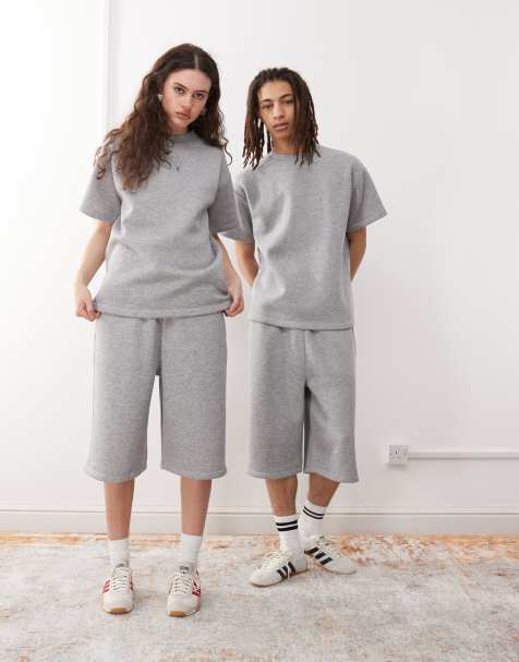 Reclaimed Vintage unisex jersey sweat co-ord in grey marl - view 1