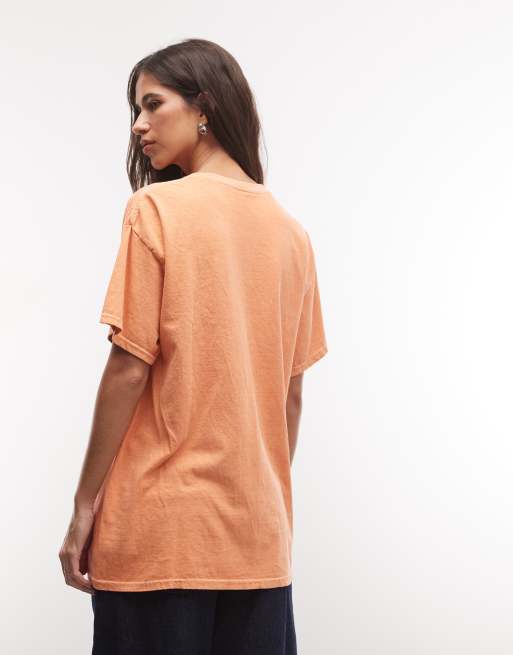 Reclaimed Vintage Unisex jersey tee with flea market print in orange, 2 of 4