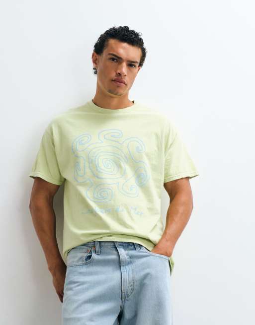 Reclaimed Vintage Unisex jersey tee with summer print in sage green