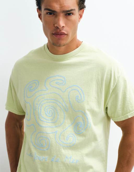 Reclaimed Vintage Unisex jersey tee with summer print in sage green, 3 of 5