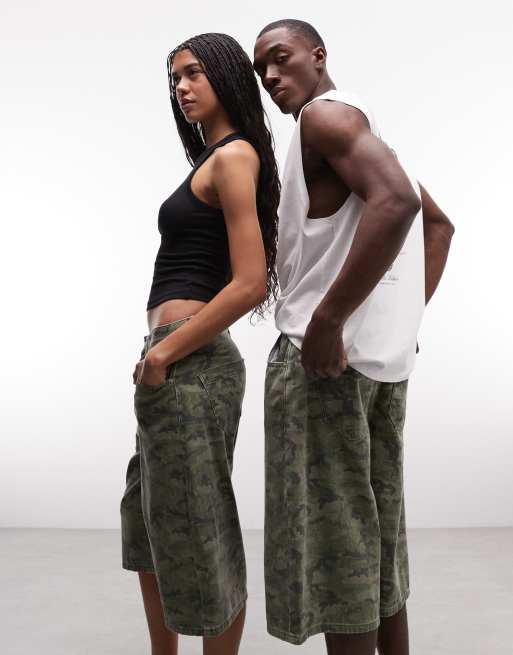 Reclaimed Vintage unisex jorts in camo print, 2 of 4