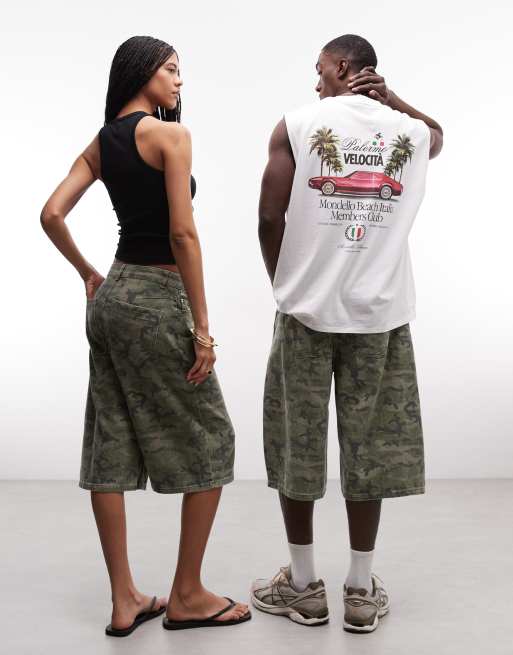 Reclaimed Vintage unisex jorts in camo print, 4 of 4