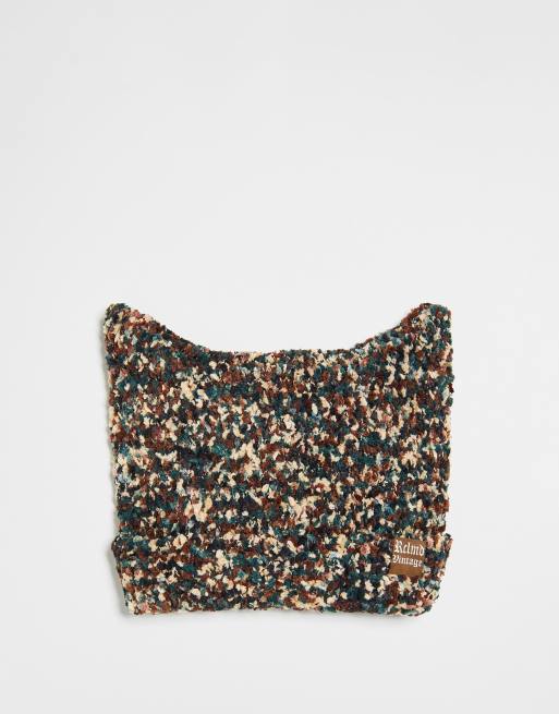 Reclaimed Vintage – Unisex – Kamouflagemönstrad kattformad mössa i chenille